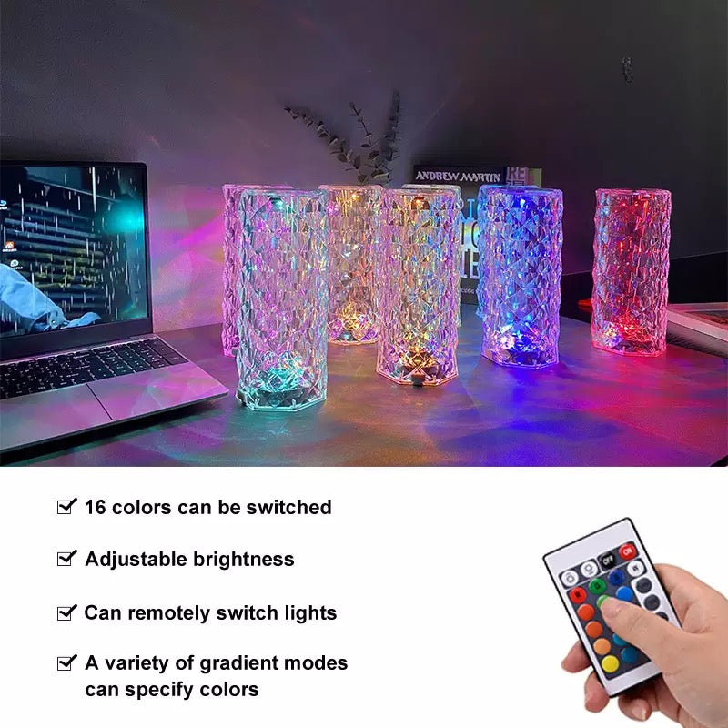 Rose Crystal Rechargeable Table Lamp